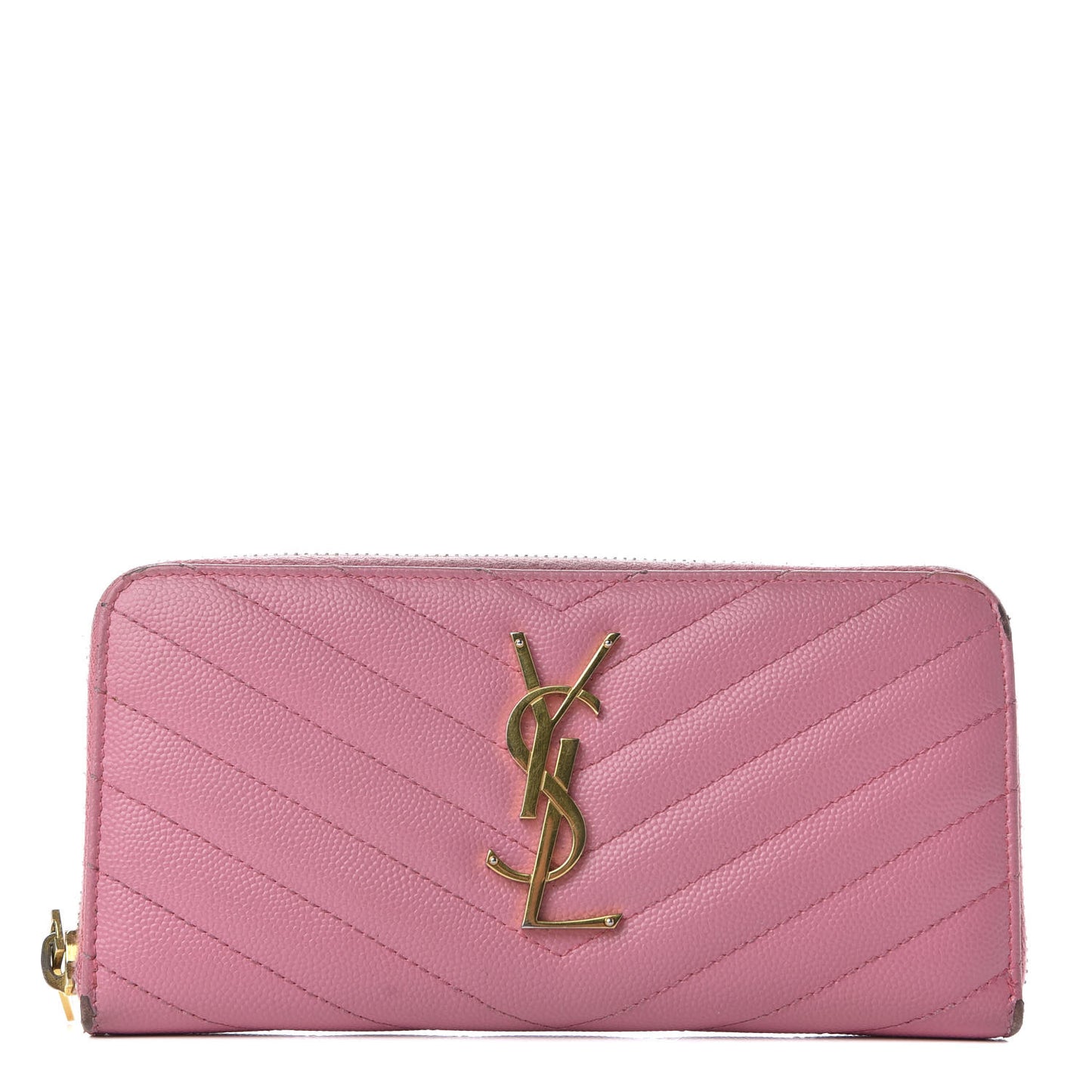 Grain De Poudre Matelasse Chevron Monogram Zip Around Wallet Bubblegum