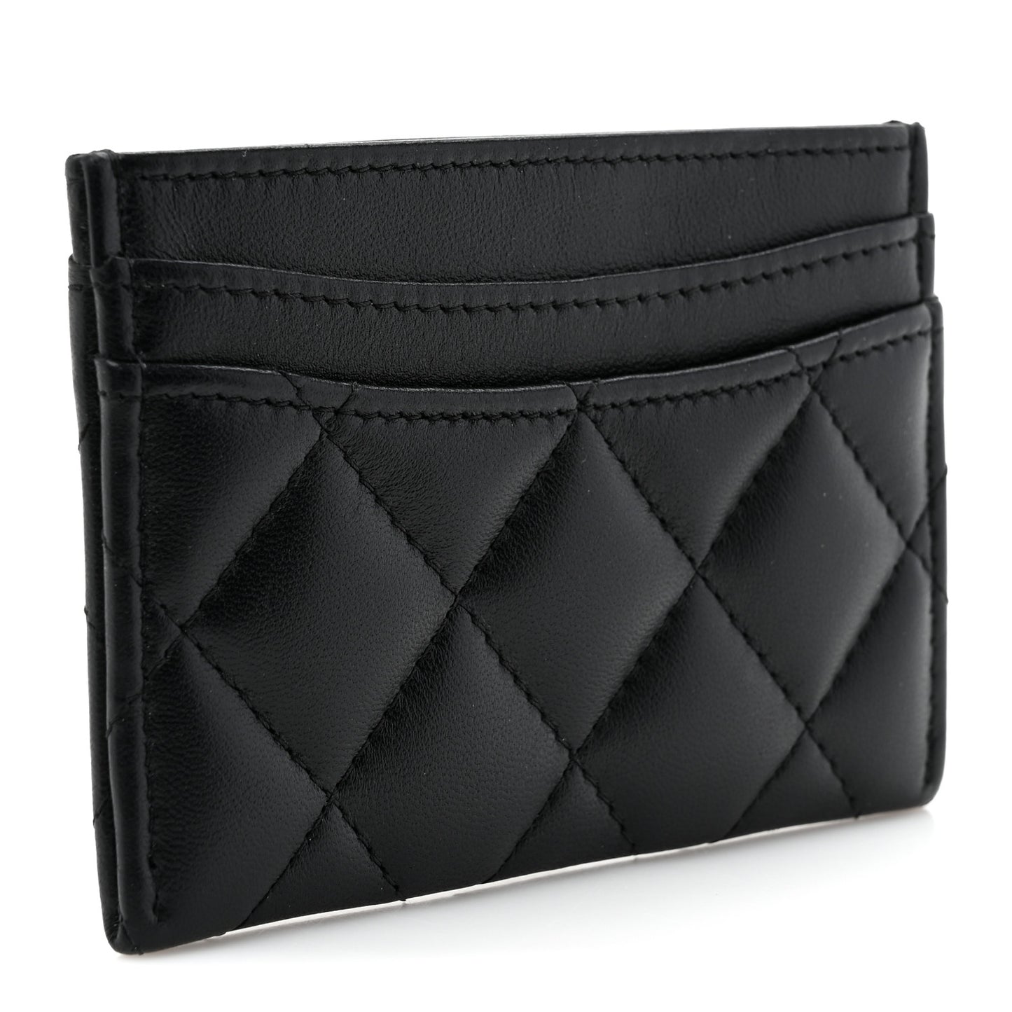 Lambskin Quilted Card Holder So Black