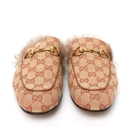 Gucci GG Monogram Fur Mens Princetown Slippers 8 Beige Ruggine Rust 2 of 8