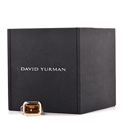 David Yurman Sterling Silver 18K Yellow Gold Citrine Rhodalite Garnet Three Stone Novella Ring 49 5 6 of 6