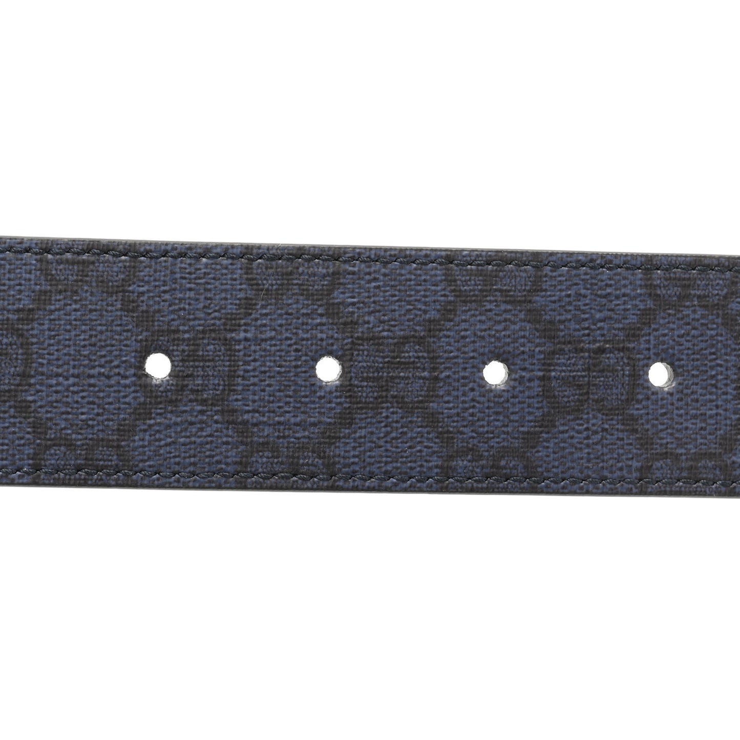 GG Supreme Monogram Plutone Calfskin Palladium Double G Reversible 37mm Belt 105 42 Black Blue