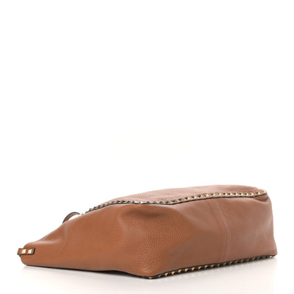 Valentino Garavani Pebbled Calfskin Medium Rockstud Reversible Tote Light Cuir Marine 6 of 13