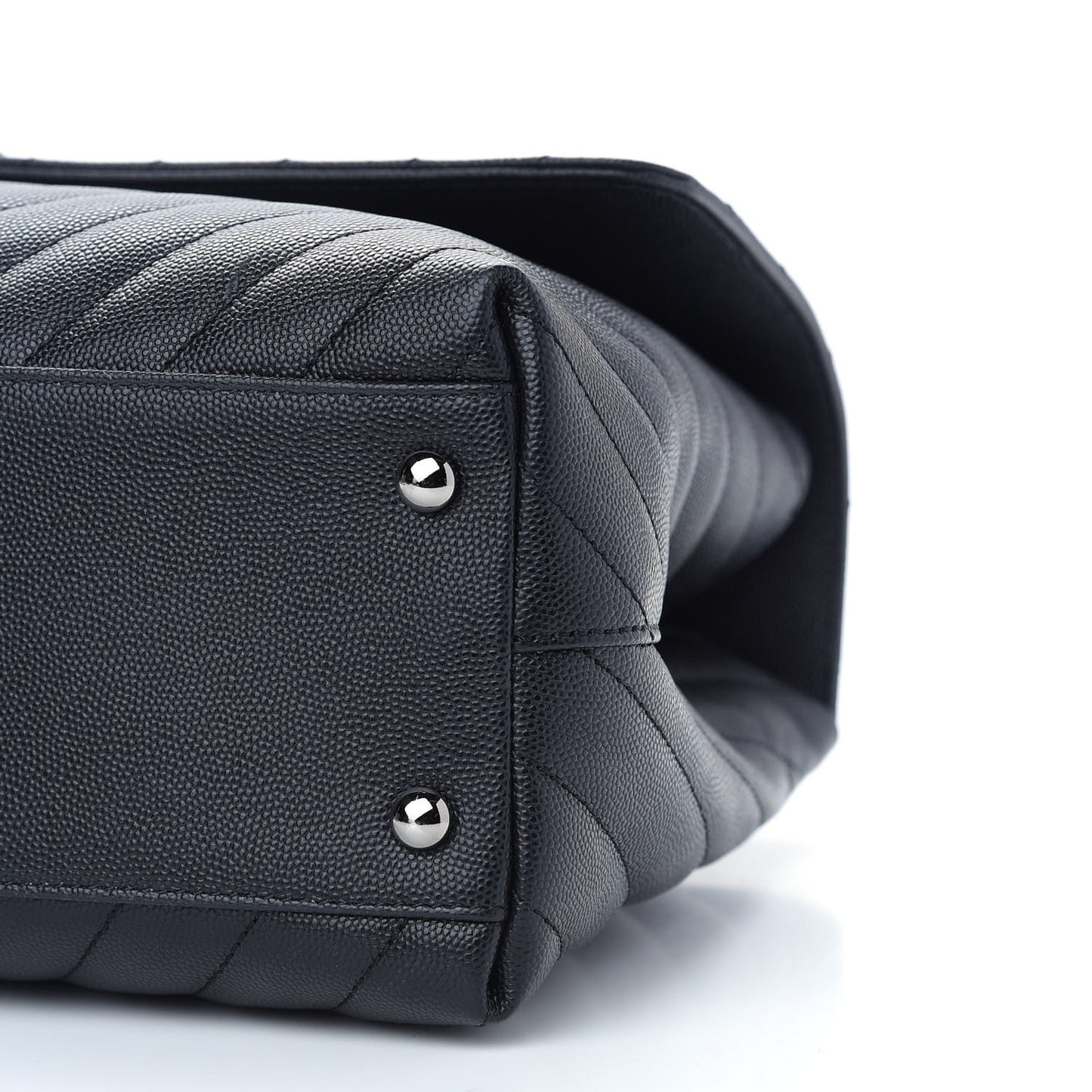 Caviar Chevron Quilted Medium Coco Handle Flap Black