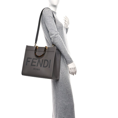 Fendi Vitello King Plexiglass Logo Embossed Medium Fendi Sunshine Shopper Tote Moon 2 of 8