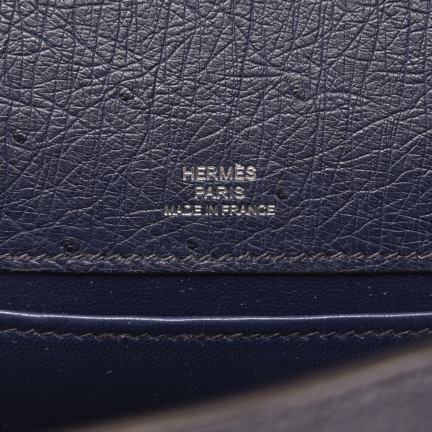 Ostrich Kelly Pochette Bleu Saphir