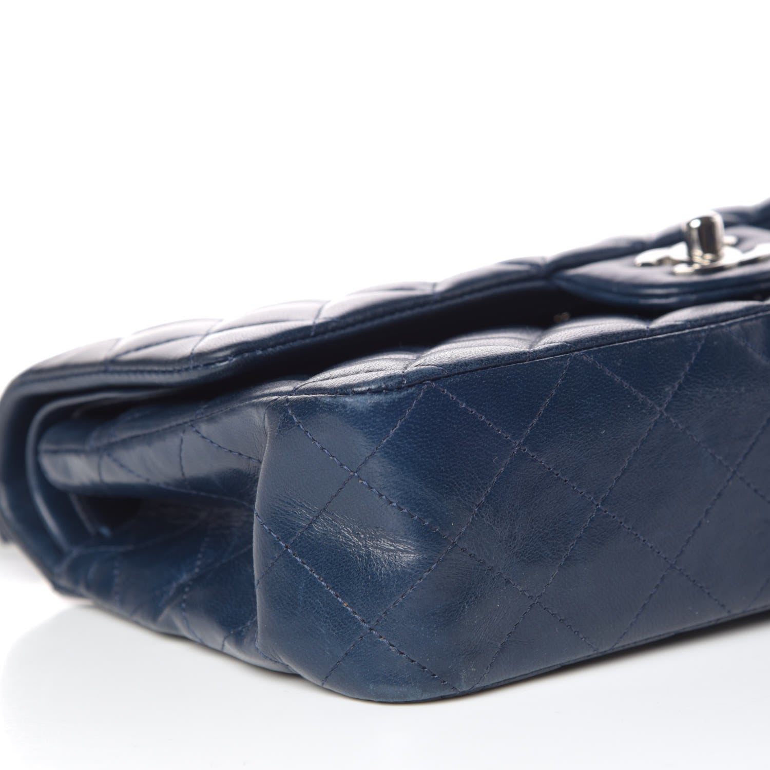 Chanel Lambskin Quilted Medium Double Flap Dark Blue 12 of 13