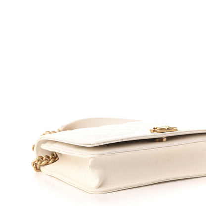 Chanel Caviar Quilted Boy Wallet On Chain WOC White 9 of 13