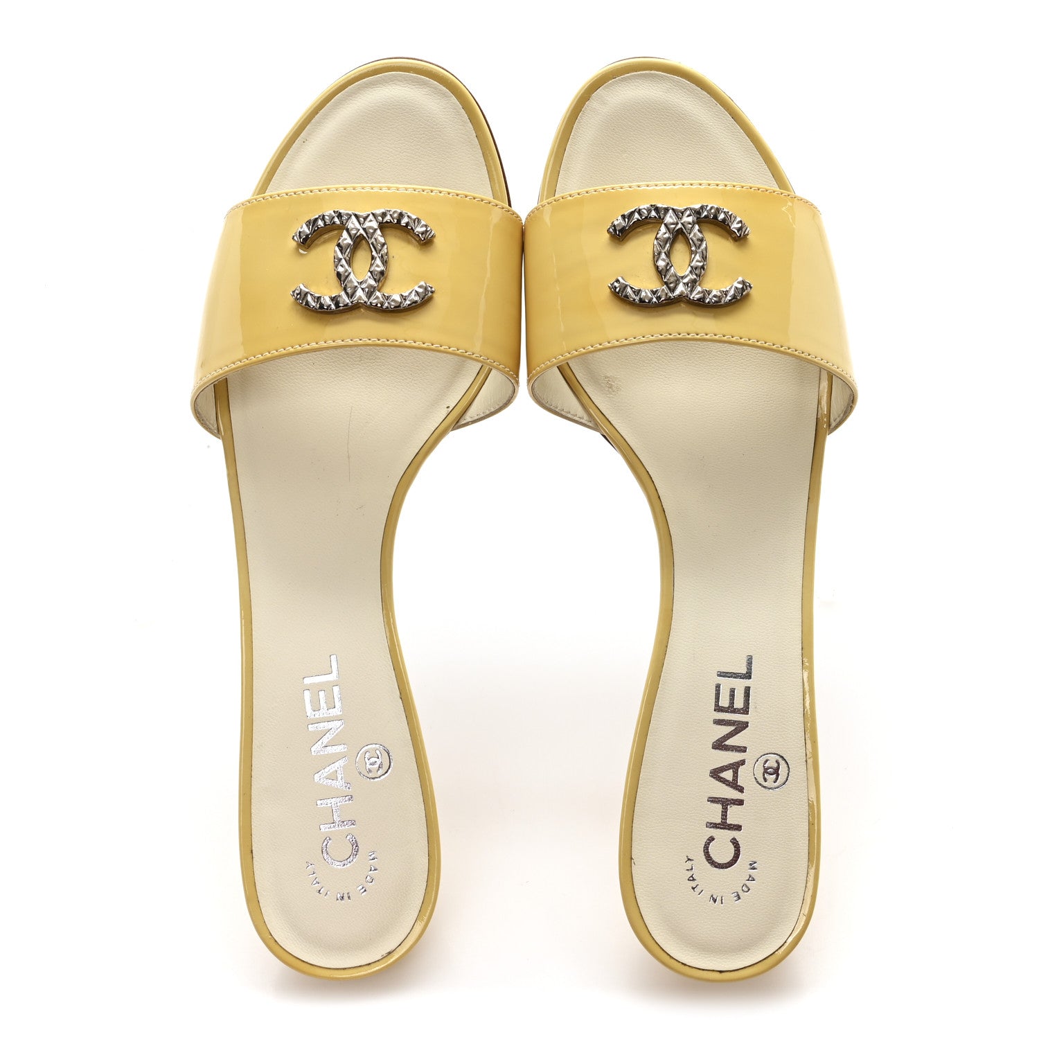Chanel Patent Calfskin CC Mules 38.5 Beige 2 of 10
