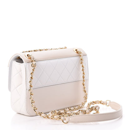 Chanel Lambskin Calfskin Quilted Shoulder Flap Bag Beige White 3 of 13