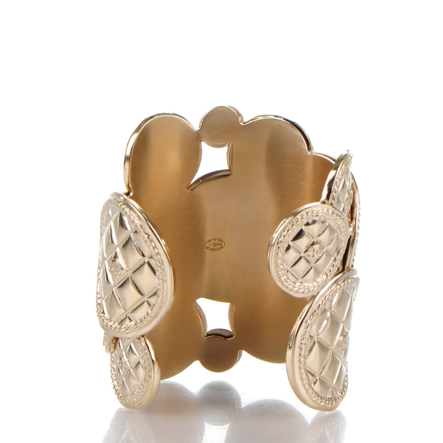 Metal Quilted Coin CC Cuff Gold