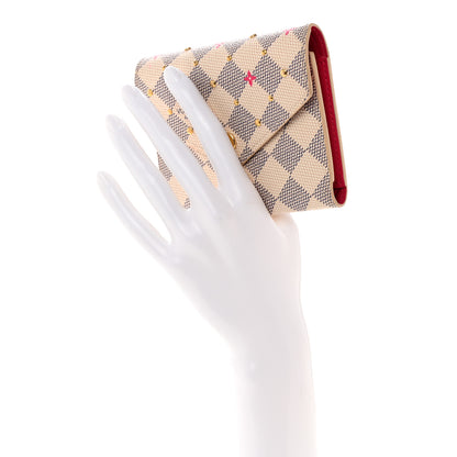 Louis Vuitton Damier Azur Studded Zoe Wallet Rose Ballerine 2 of 7