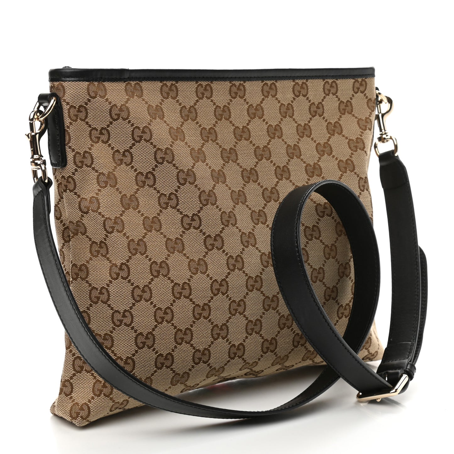 GG Monogram Web Flat Messenger Bag Black