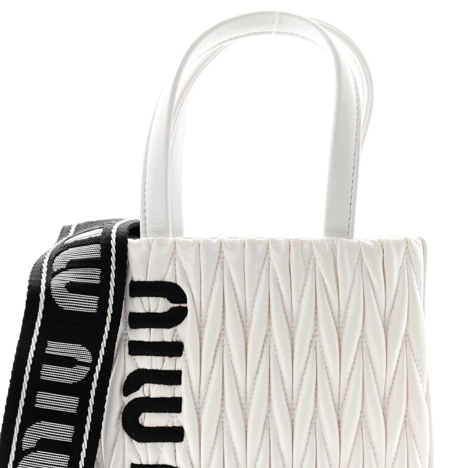 Miu Miu Patent Matelasse Crossbody Bag White Black 7 of 10