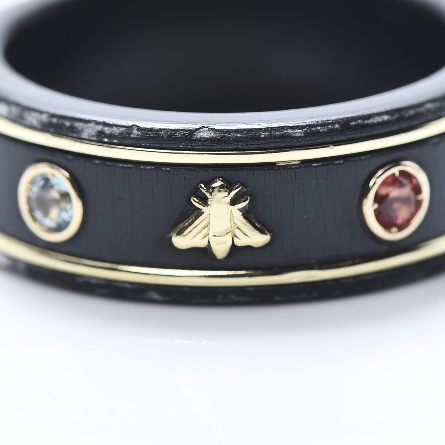 Gucci 18K Yellow Gold Ceramic Topaz Icon Band Ring 54 6.75 Black 8 of 10