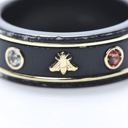 Gucci 18K Yellow Gold Ceramic Topaz Icon Band Ring 54 6.75 Black 8 of 10