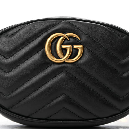Gucci Calfskin Matelasse GG Marmont Belt Bag 85 34 Black 9 of 14