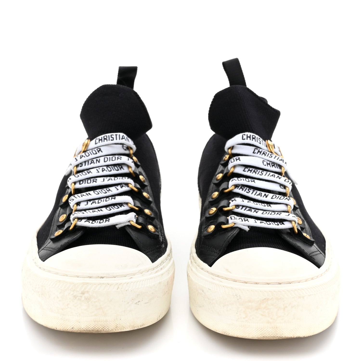 Christian Dior Technical Knit Calfskin Womens Walk'N'Dior High Top Sneakers 38.5 Black 3 of 12