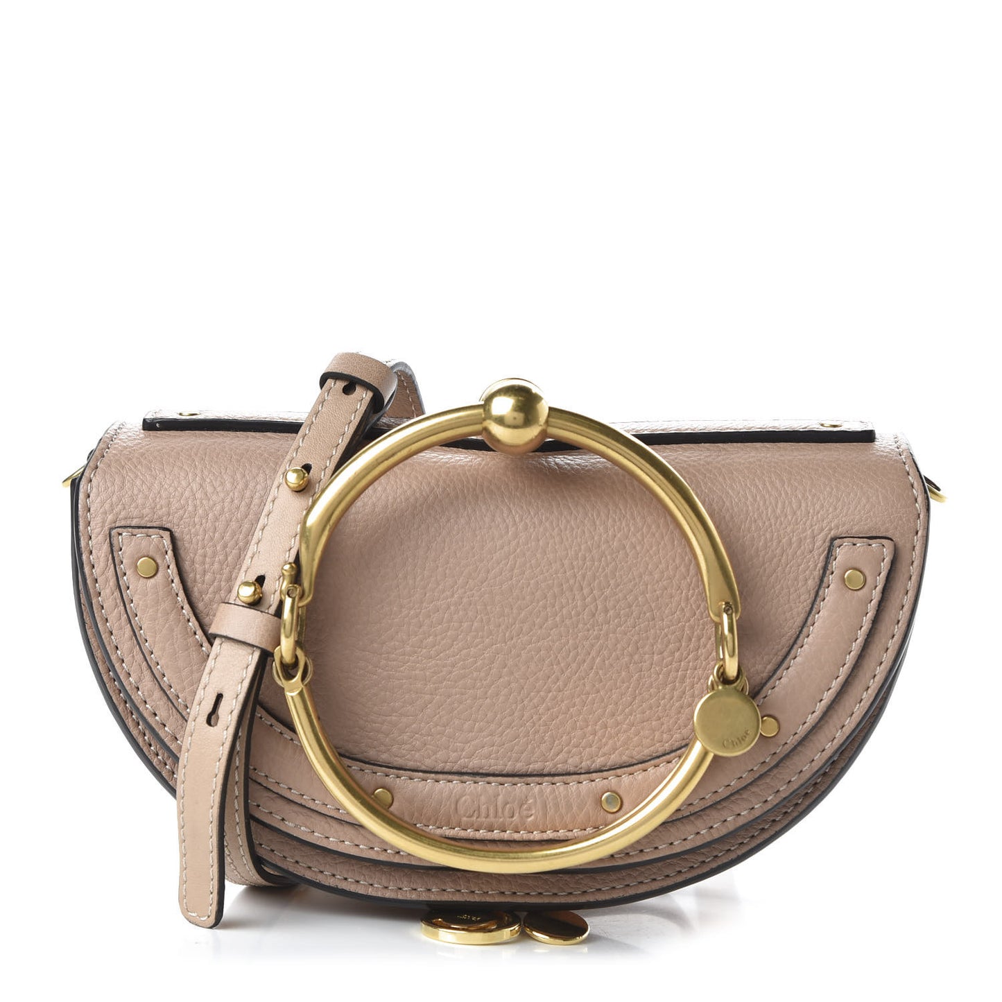 Calfskin Small Nile Bracelet Minaudiere Bag Biscotti Beige