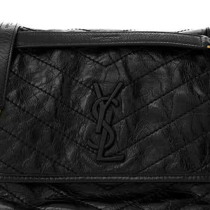 Saint Laurent Crinkled Calfskin Matelasse Monogram Medium Niki Chain Satchel Black 8 of 10