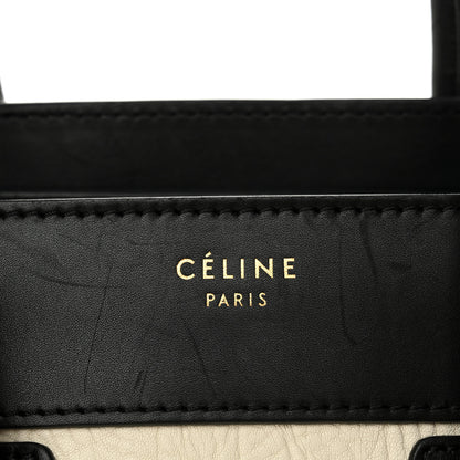 Celine Shrunken Lambski\n Micro Bi-Color Luggage Black White 7 of 16