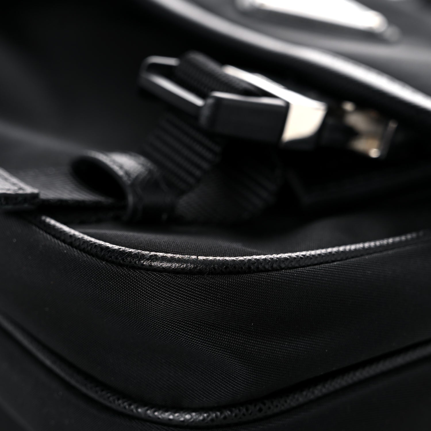 Prada Re-Nylon Saffiano Pocket Double Snap Buckle Shoulder Bag Black 9 of 13