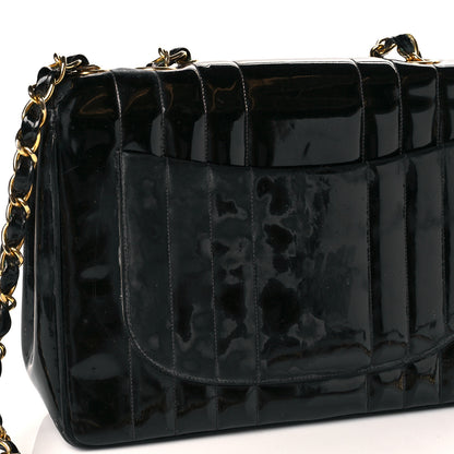 Chanel Patent Vertical Quilted Jumbo Single Flap Black 16 of 17