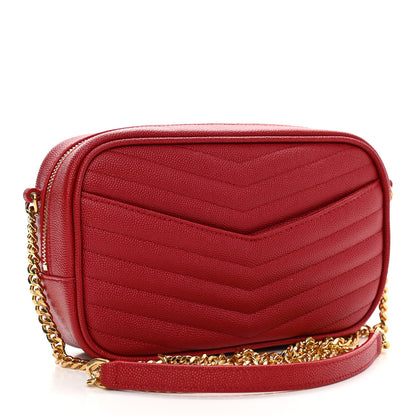 Saint Laurent Grain De Poudre Matelasse Monogram Mini Lou Camera Bag Eros Red 3 of 11