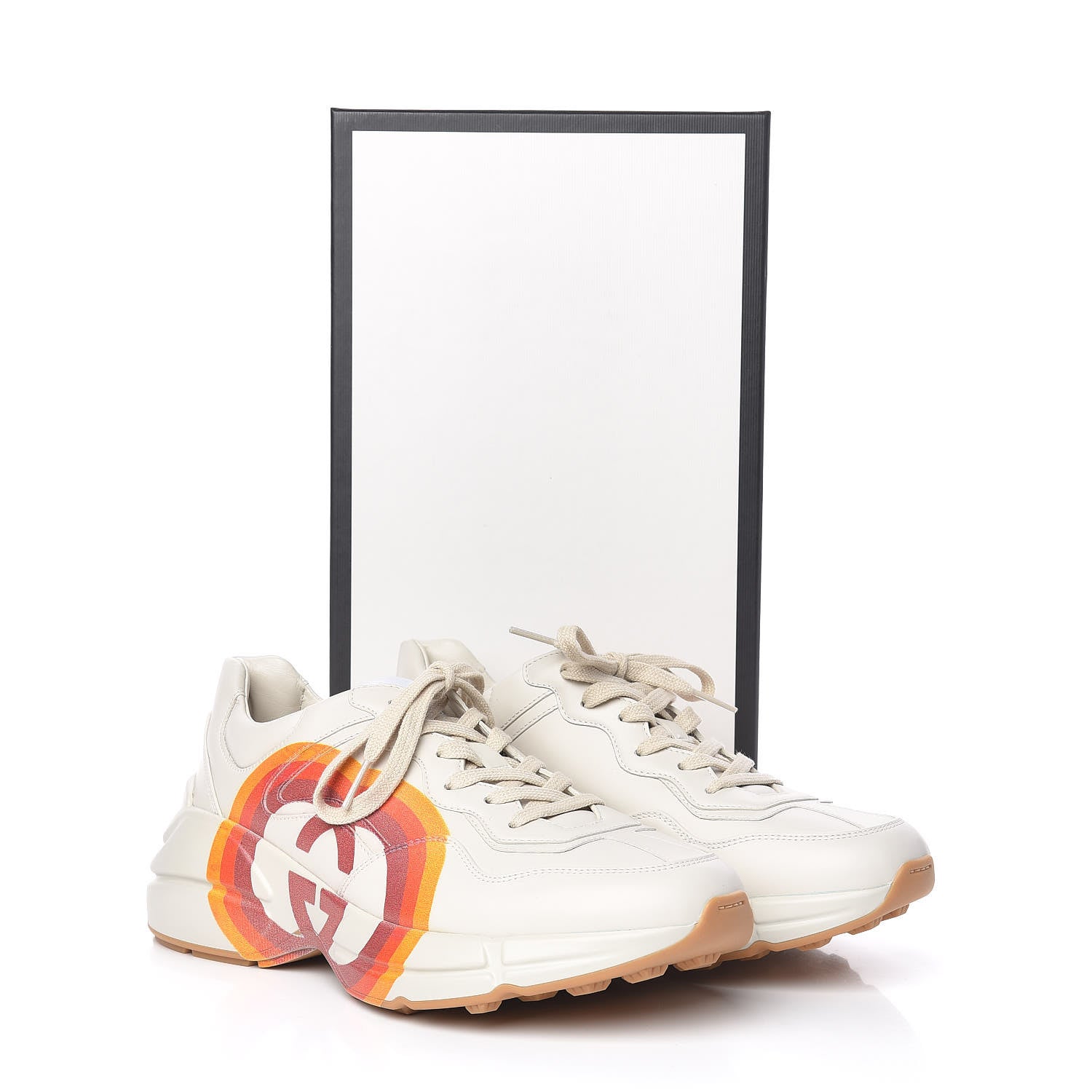 Gucci Calfskin Interlocking G Heart Rhyton Sneakers 40 Mystic White 13 of 13