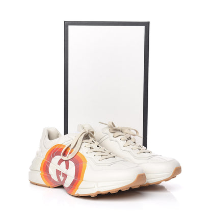 Gucci Calfskin Interlocking G Heart Rhyton Sneakers 40 Mystic White 13 of 13