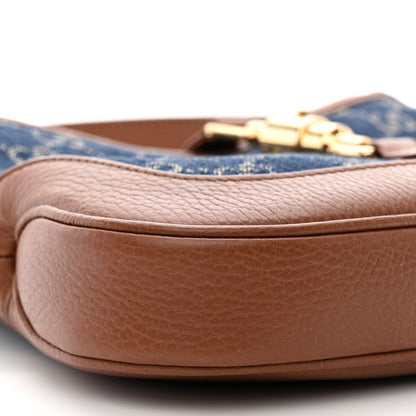Gucci New Denim GG Monogram Calfskin Small Jackie 1961 Hobo Blue Tea Cuir 9 of 10
