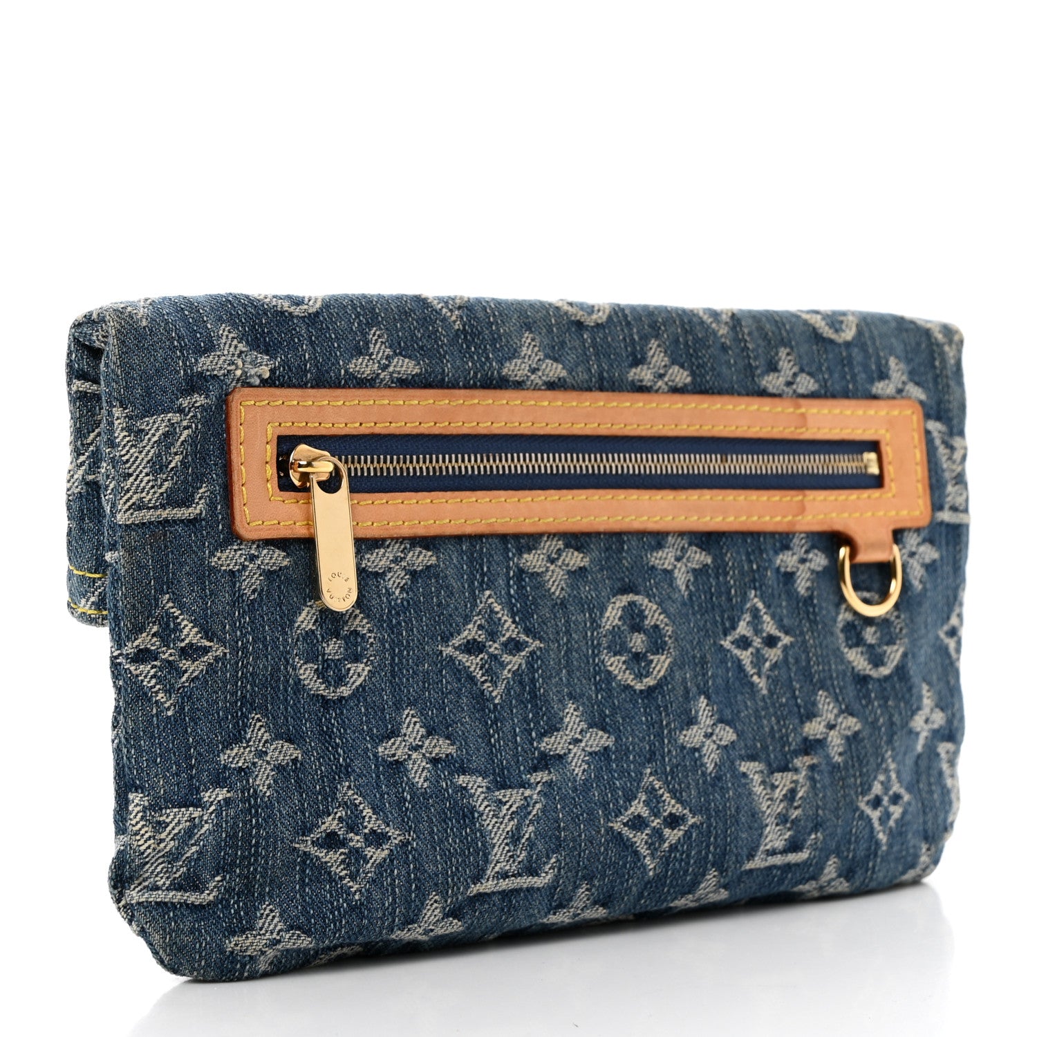 Louis Vuitton Monogram Denim Pochette Plat Clutch Blue 3 of 8