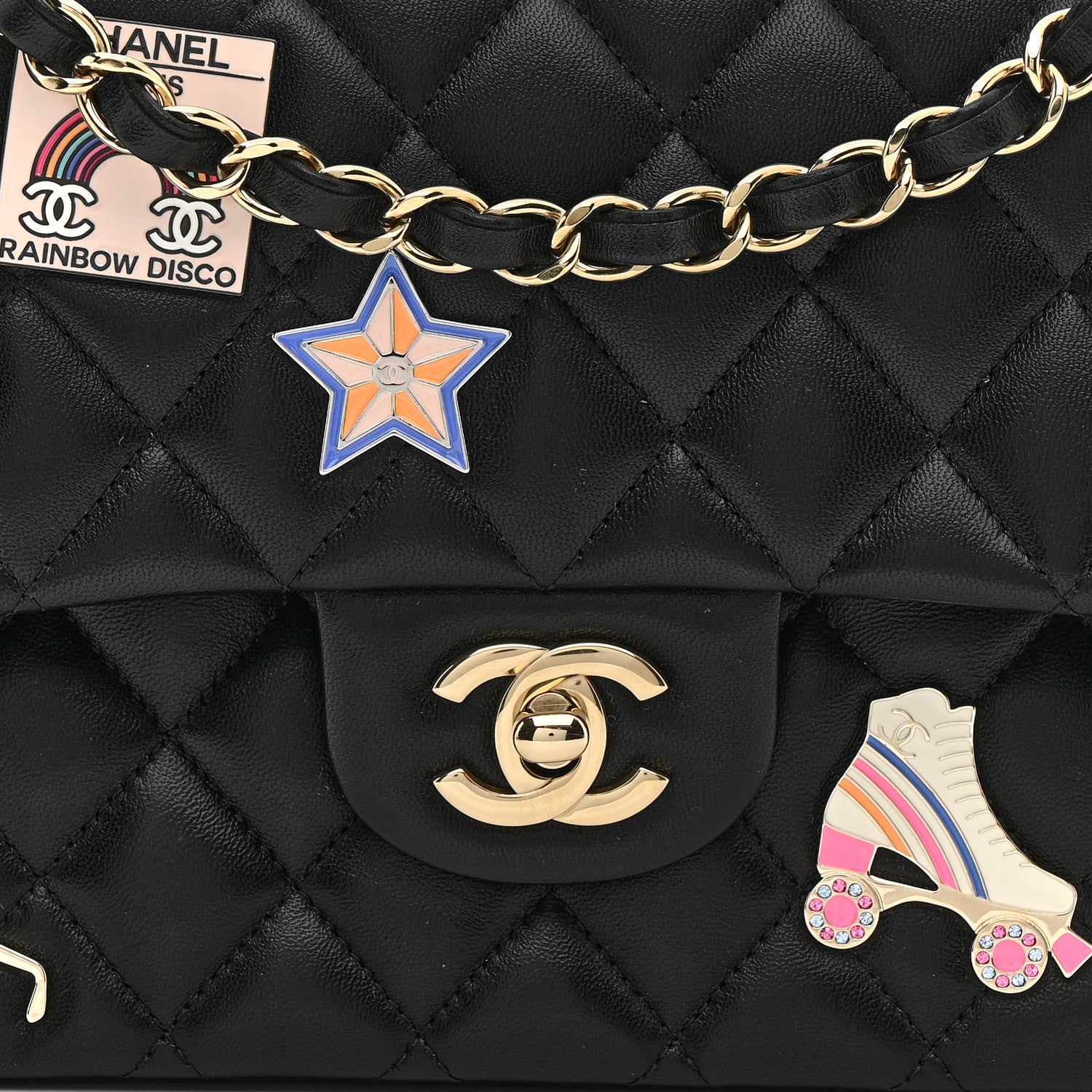 Chanel Lambskin Quilted Medium Hollywood Charms Double Flap Black 8 of 14