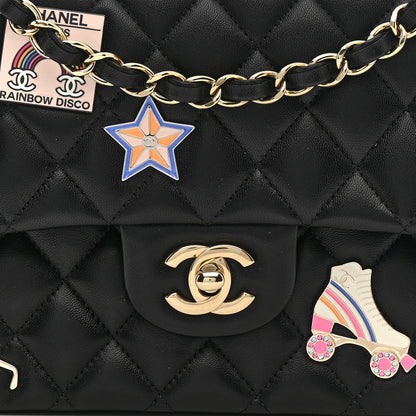 Chanel Lambskin Quilted Medium Hollywood Charms Double Flap Black 8 of 14