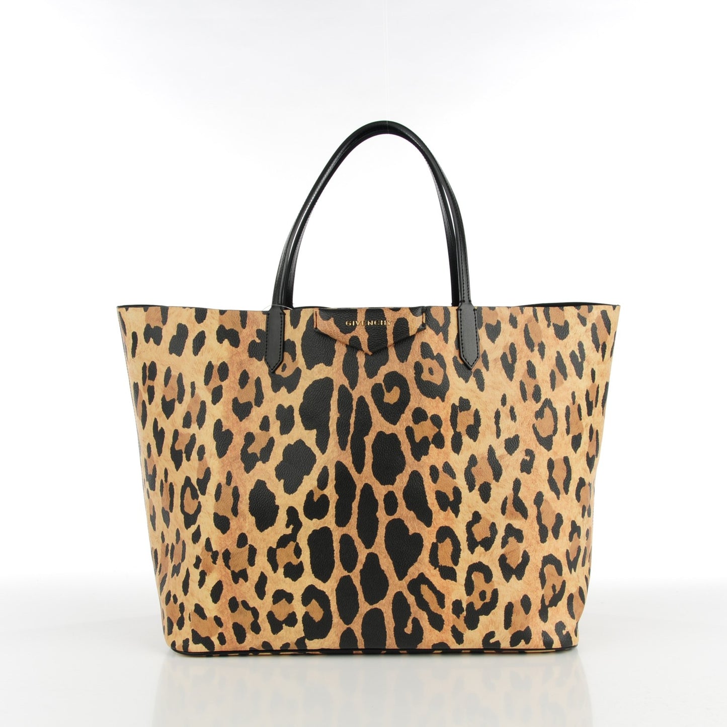 Textured Coated Canvas Leopard Print Large Antigona Tote