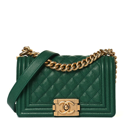 Chanel Caviar Quilted Small Boy Flap Green 1 of 8