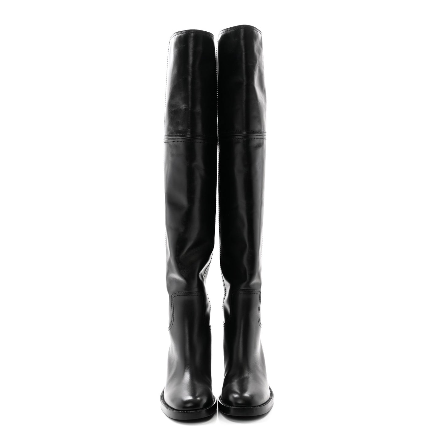 Calfskin Knee High Boots 40 Black