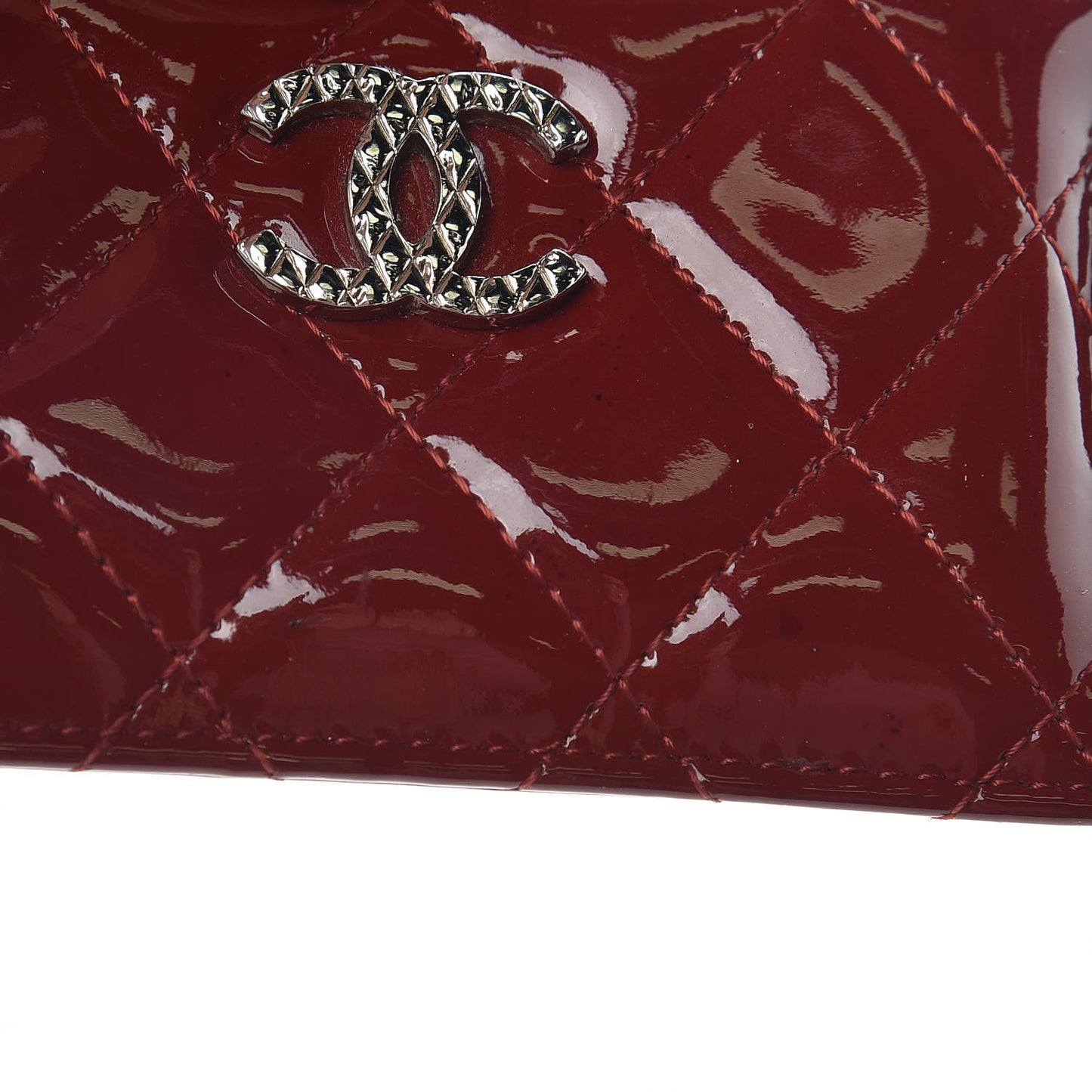 Patent Quilted Brilliant Card Holder Red