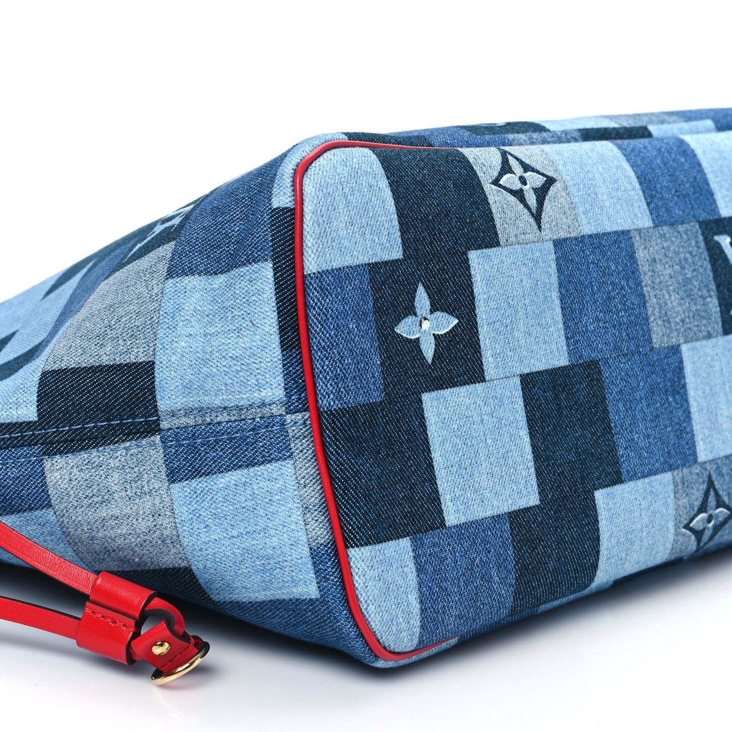 Louis Vuitton Denim Damier Monogram Patchwork Neverfull Blue Rouge 10 of 13