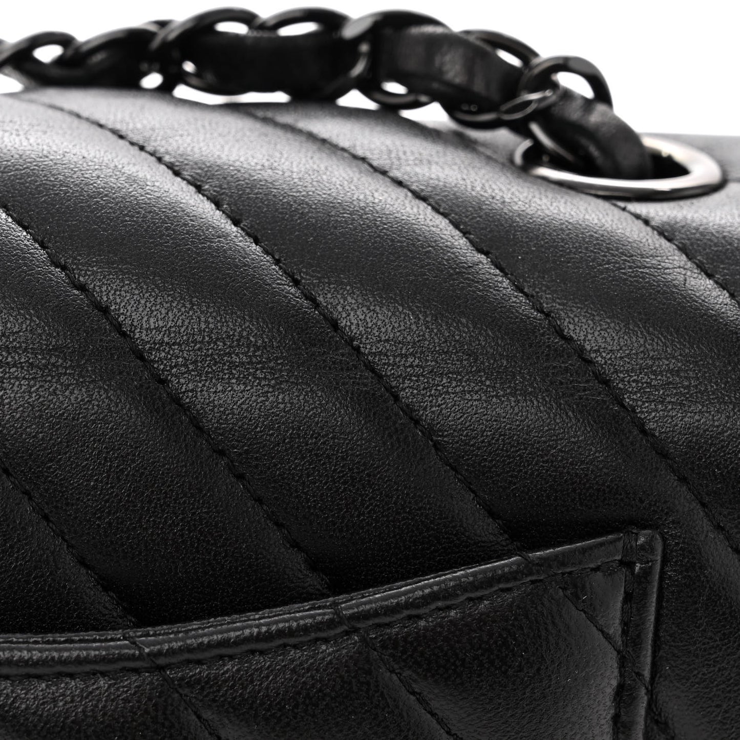 Lambskin Chevron Quilted Mini Rectangular Flap So Black
