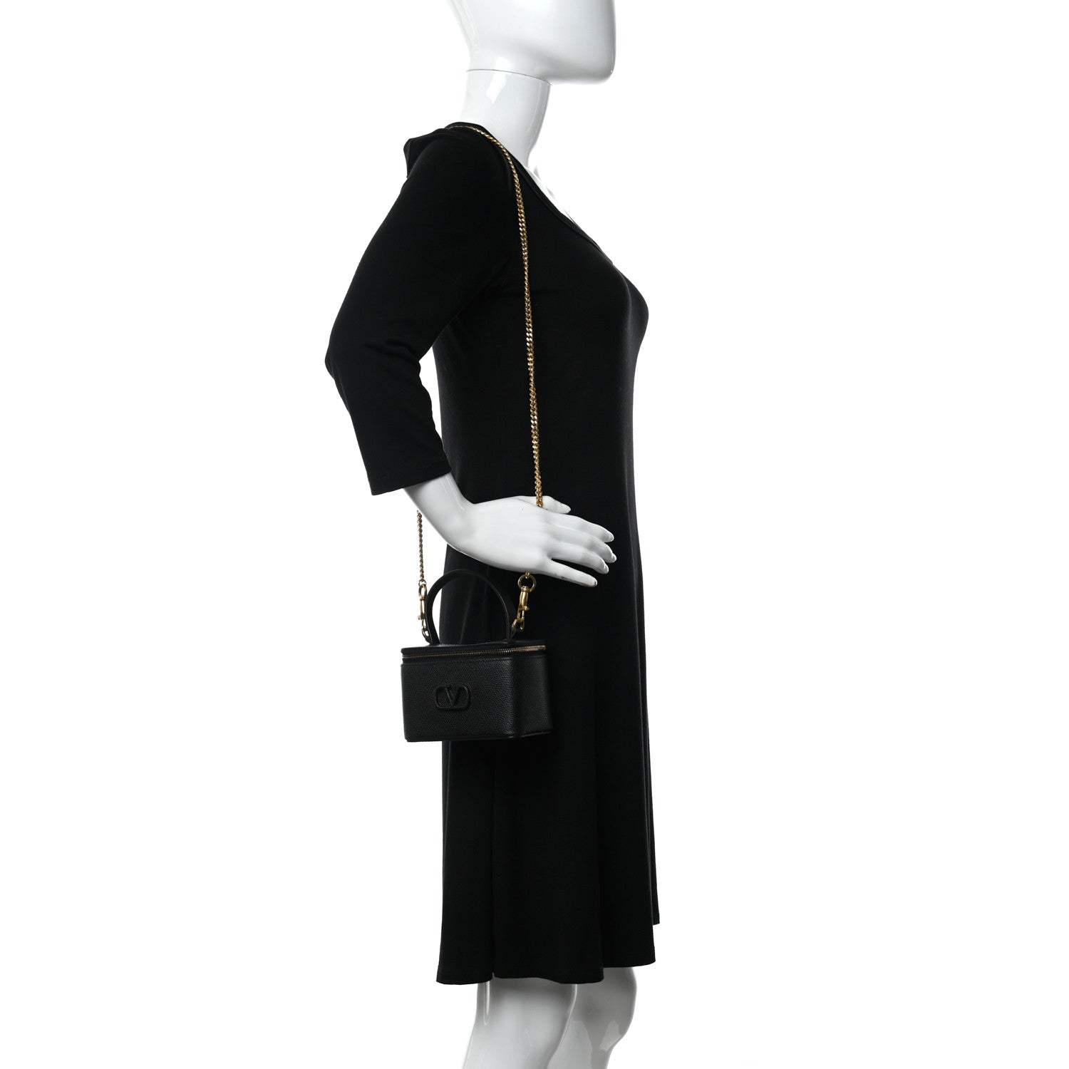 Valentino Garavani Grained Calfskin VSling Vanity Case Black 2 of 9
