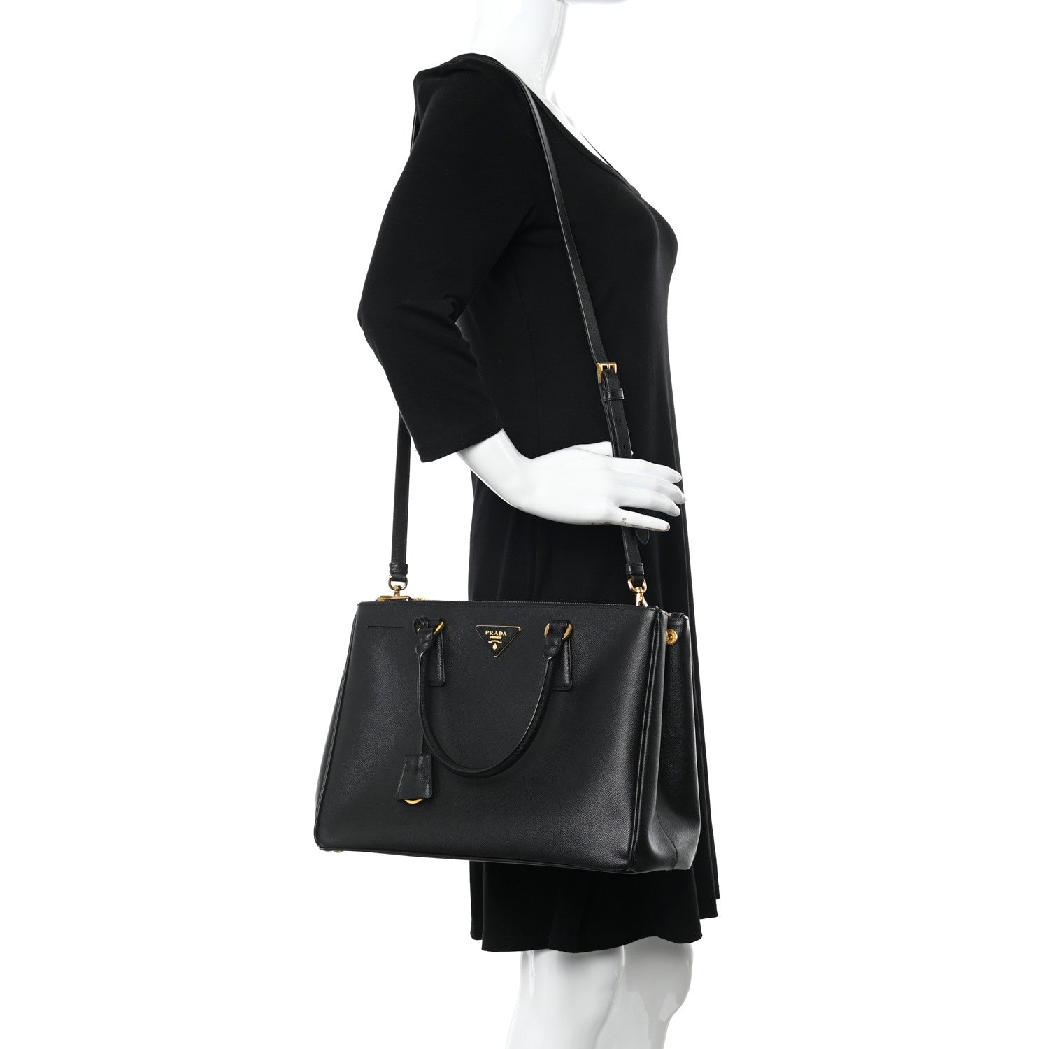 Prada Saffiano Medium Galleria Double Zip Tote Black 2 of 15