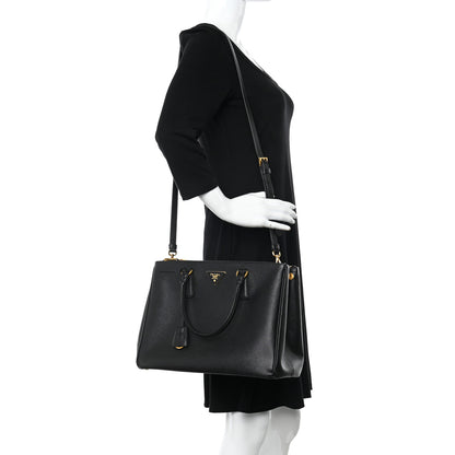 Prada Saffiano Medium Galleria Double Zip Tote Black 2 of 15