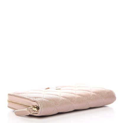 Chanel Iridescent Caviar Quilted Medium Zip Around Wallet Beige 4 of 9