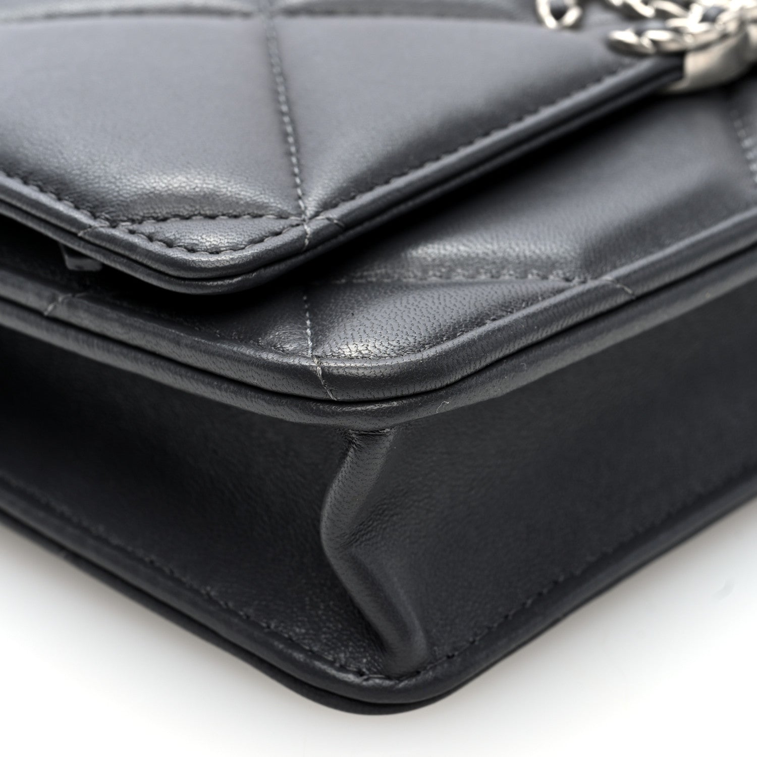 Chanel Lambskin Quilted Chanel 19 Wallet On Chain WOC Dark Grey 9 of 10