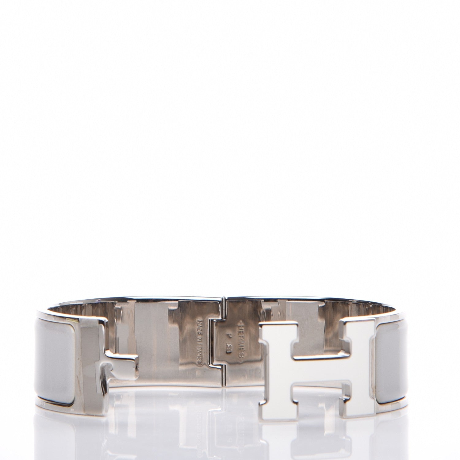Hermes Enamel Wide Clic Clac H Bracelet PM Gris Clair White 5 of 6