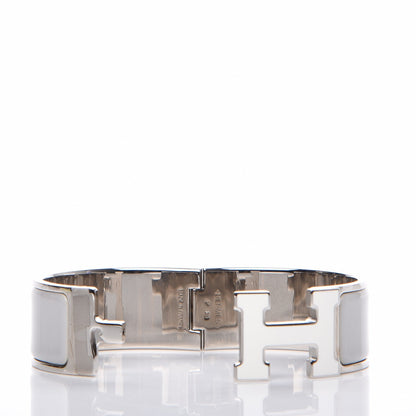 Hermes Enamel Wide Clic Clac H Bracelet PM Gris Clair White 5 of 6