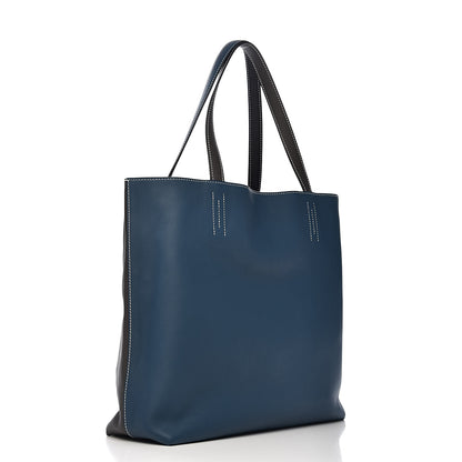 Hermes Veau Sikkim Double Sens 36 Reversible Tote Graphite Black Bleu Thalassa 7 of 19