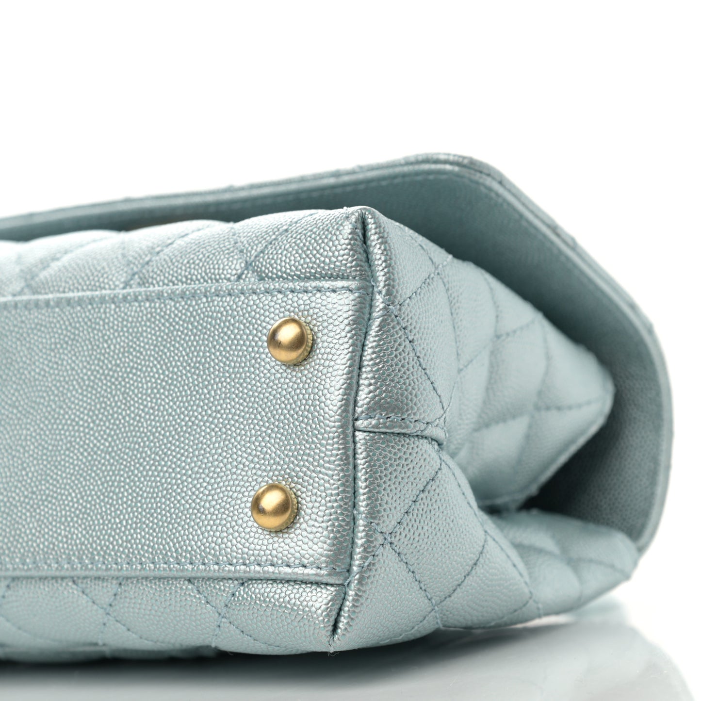 Metallic Caviar Quilted Mini Coco Handle Flap Light Blue