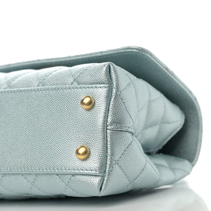 Chanel Metallic Caviar Quilted Mini Coco Handle Flap Light Blue 10 of 10