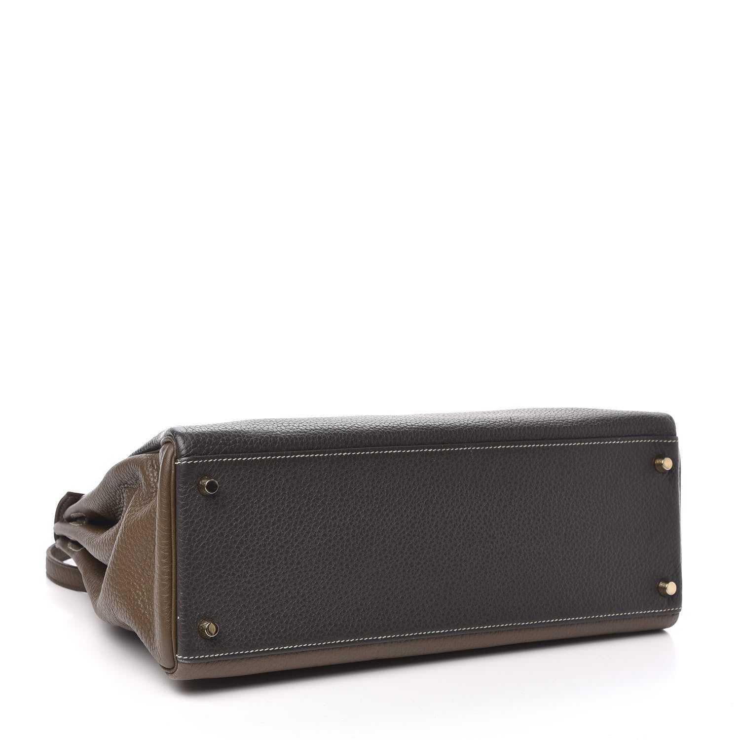 Hermes Taurillon Clemence Horseshoe Kelly Retourne 35 Vert de Gris Etoupe Toundra 3 of 11